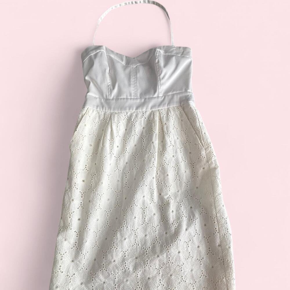 Bebe white strapless dress with